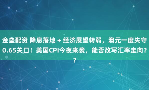 金垒配资 降息落地 + 经济展望转弱,澳元一度失守0.65关口!美国CPI今夜来袭,能否改写汇率走向?