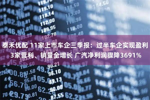 泰禾优配 11家上市车企三季报：过半车企实现盈利 3家营利、销量全增长 广汽净利润骤降3691%